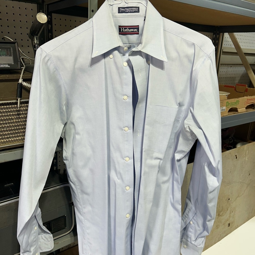 Hathaway Men's Light Blue Dress Shirt - Classic Point Collar